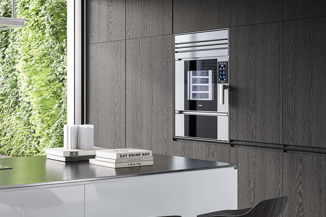 Minimalist design kitchen in Milan with Model 1S built-in oven